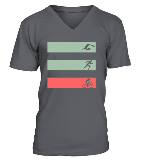 Vintage Swim Bike Run V-Neck T-shirt