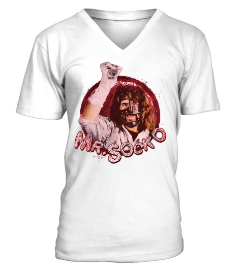 WWE Mankind Mr Socko Mick Foley Vintage Distressed T-Shirt V-Neck T-shirt