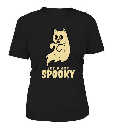 Vintage Let s Get Spooky Retro Ghost Cat Halloween Women's T-Shirt