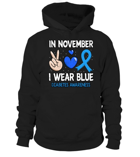 Heart Peace Blue In November Diabetes Awareness Hoodie Unisex