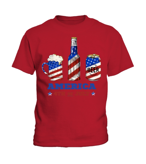 Beer Drinking USA Flag Beer Lover America 4th Of July shirt Kids T-Shirt