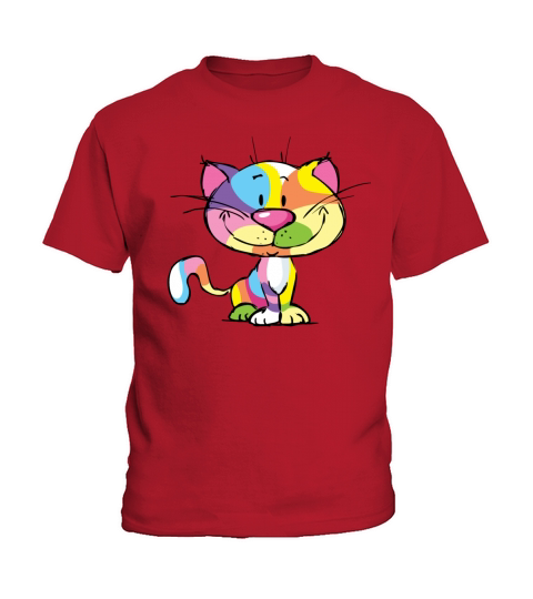 Cute Kitty Cartoon Colorful Pop Art Design Kids T-Shirt