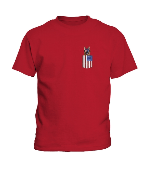 German Shepherd Pocket 4th Of July American Flag Patriotic shirt Kids T-Shirt