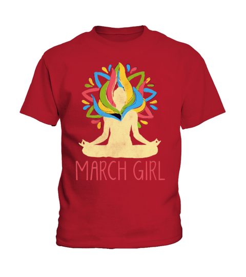 Yoga Mandala Meditation Birth Born Month March Kids T-Shirt