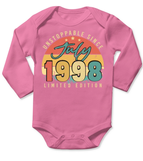 1998 July Birthday Greeting Long Sleeve Baby One-Piece