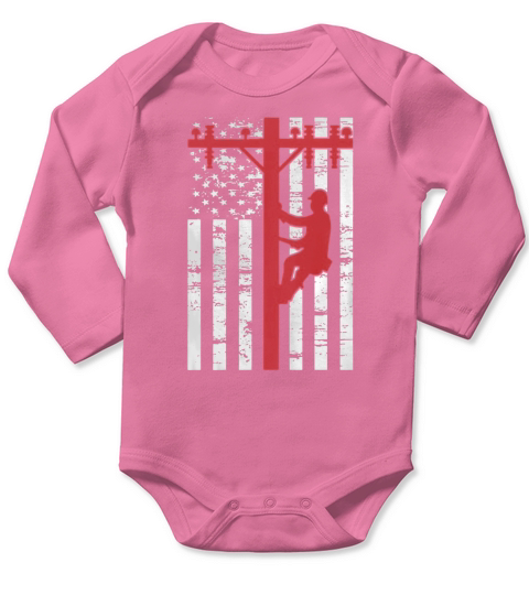American Lineman Shirt Long Sleeve Baby One-Piece