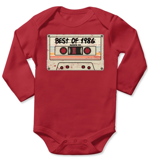 Best of 1986 Cassette Tape Birthday Long Sleeve Baby One-Piece