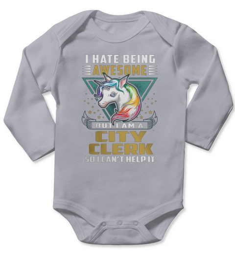 CITY CLERK Job Unicorn Long Sleeve Baby One-Piece