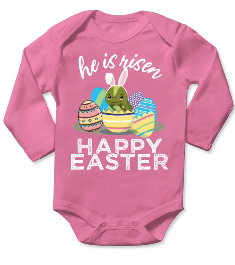 Cute Iguana Lizard Bunny Ears Easter Egg Hunt Rise Long Sleeve Baby One-Piece
