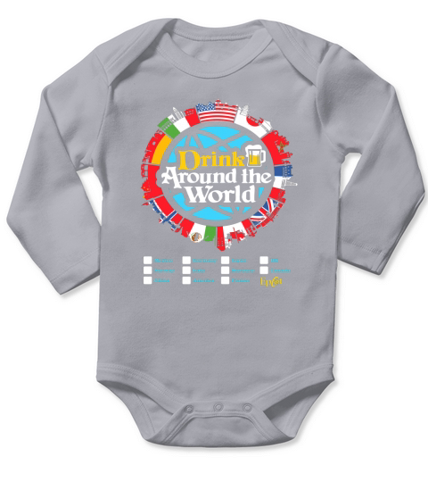DRINK AROUND THE WORLD  EPCOT CHECKLIST Long Sleeve Baby One-Piece