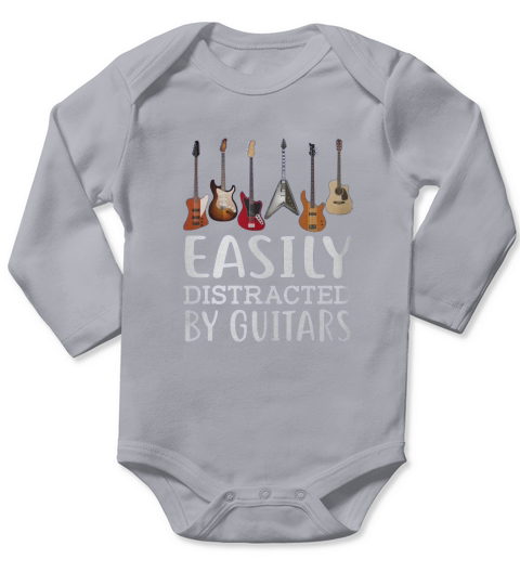 EASILY DISTRACTED BY GUITARS Long Sleeve Baby One-Piece