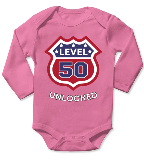 Funny 50th Birthday level 50 unlocked Long Sleeve Baby One-Piece
