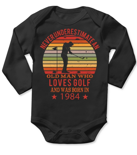 Golfing Golfplayers Vintage 1984 Birthday Long Sleeve Baby One-Piece