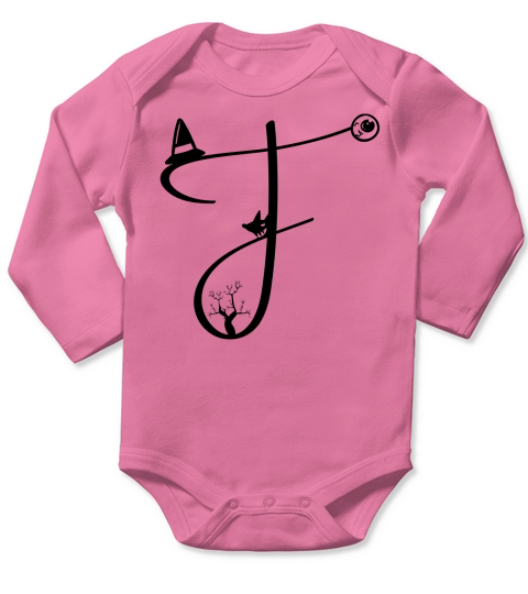 Halloween Alphabets Clipart F Long Sleeve Baby One-Piece