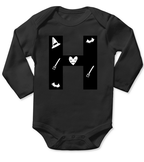 Halloween Alphabets Numbers Clipart H Long Sleeve Baby One-Piece