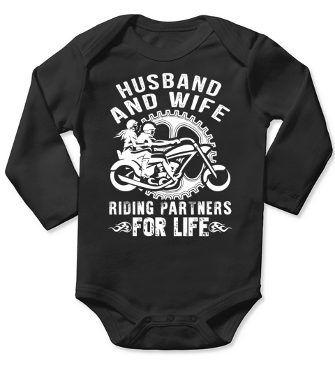 Husband and wife riding partners for life Long Sleeve Baby One-Piece
