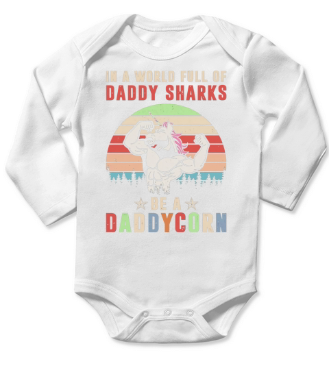 In a world full of daddy sharks be a daddy korn vintage shirt Long Sleeve Baby One-Piece