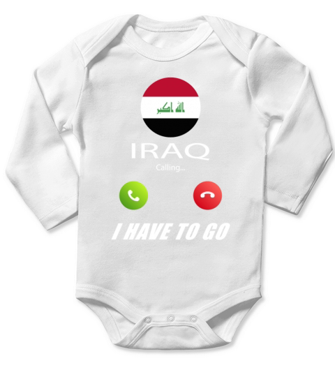 Iraq is calling Is calling Flag Saying Long Sleeve Baby One-Piece