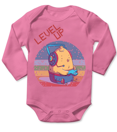 Level Up Gamer Video Games Retro Vintage Gaming Ch Long Sleeve Baby One-Piece
