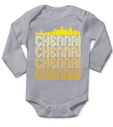 Madras Chennai Yellow Vintage Tamil Design Long Sleeve Baby One-Piece