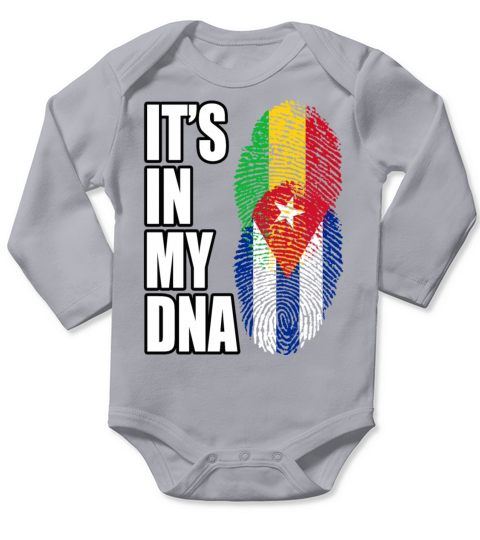 Malian And Cuban Mix Heritage DNA Flag Long Sleeve Baby One-Piece