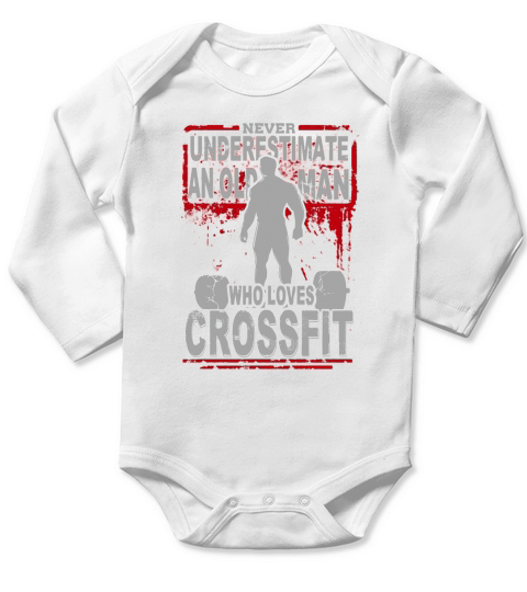 Never Underestimate An Old Man Who Loves Crossfit Long Sleeve Baby One-Piece