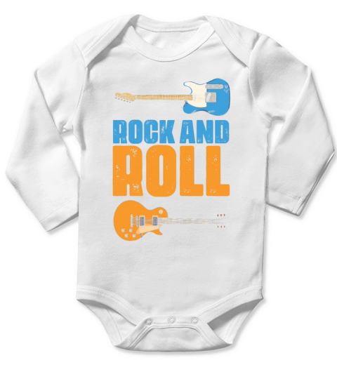 Retro Guitars Rock Band Musician Guitar Player Long Sleeve Baby One-Piece