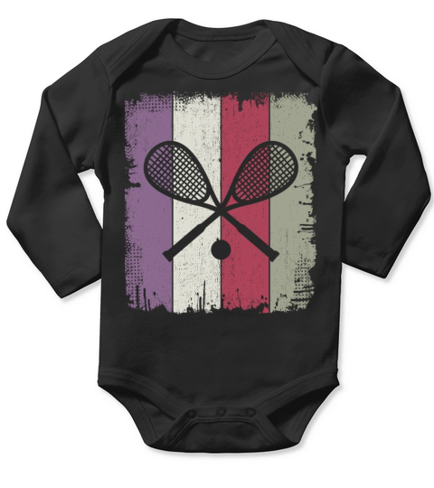 Retro Squash Player Team Fans Lovers Coaches Gift Long Sleeve Baby One-Piece