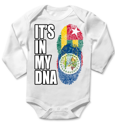 Togolese And Belizean Mix Heritage DNA Flag Long Sleeve Baby One-Piece