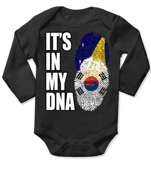 Tokelauan And South Korean Mix Heritage DNA Flag Long Sleeve Baby One-Piece