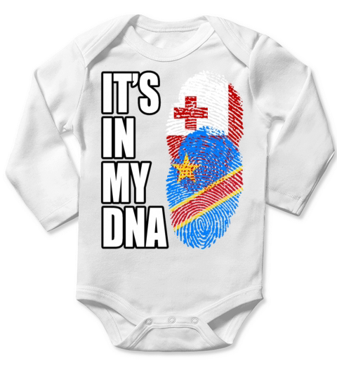 Tongan And Congolese Mix Heritage DNA Flag Long Sleeve Baby One-Piece
