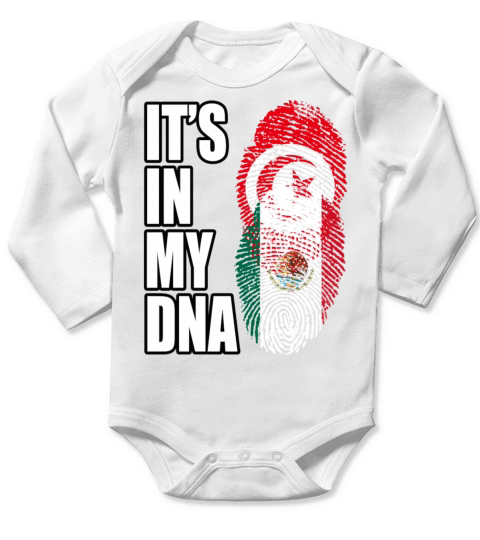 Tunisian And Mexican Mix Heritage DNA Flag Long Sleeve Baby One-Piece