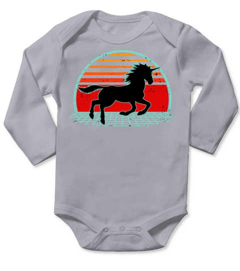 Unicorn Retro Vintage 80s Horse Lover Long Sleeve Baby One-Piece