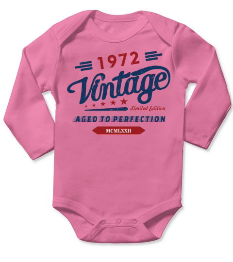 Vintage 1972 Aged To Perfection 50th Birthday Long Sleeve Baby One-Piece