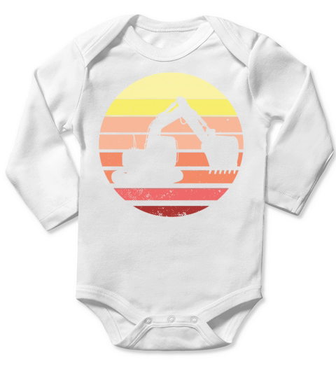 Vintage Retro Excavator Long Sleeve Baby One-Piece