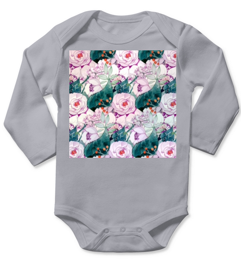 Watercolor beautiful floral seamless pattern Long Sleeve Baby One-Piece