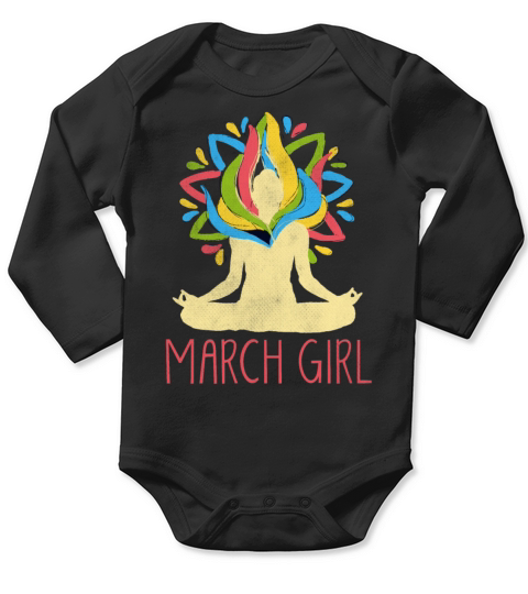 Yoga Mandala Meditation Birth Born Month March Long Sleeve Baby One-Piece
