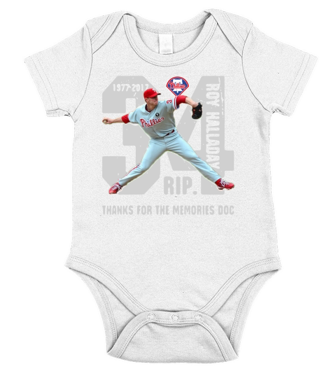 1977 2017 34 Roy Halladay Rip thanks for the Memories Doc Short Sleeve Baby One-Piece