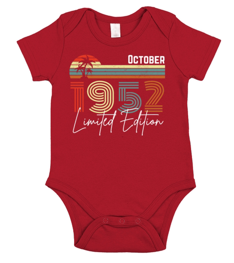 70 Years October 1952 Vintage Limited Edition Short Sleeve Baby One-Piece