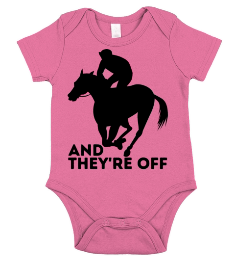 AND THEYRE OFF Horses Racing Horse Races Lovers Short Sleeve Baby One-Piece