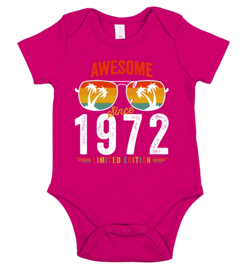 Awesome Since 1972 Birthday Retro Vintage 50 51 Ye Short Sleeve Baby One-Piece