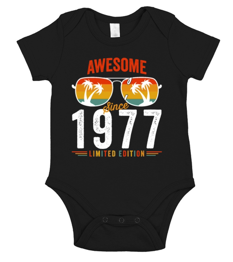 Awesome Since 1977 Birthday Retro Vintage 45 46 Ye Short Sleeve Baby One-Piece