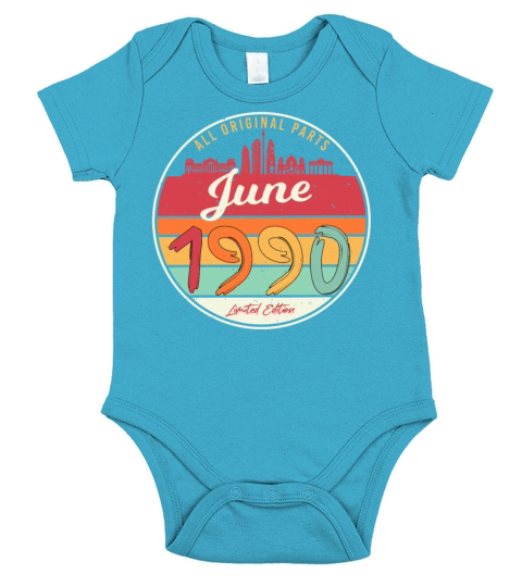Born In June 1990 Short Sleeve Baby One-Piece