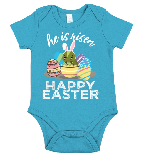 Cute Iguana Lizard Bunny Ears Easter Egg Hunt Rise Short Sleeve Baby One-Piece