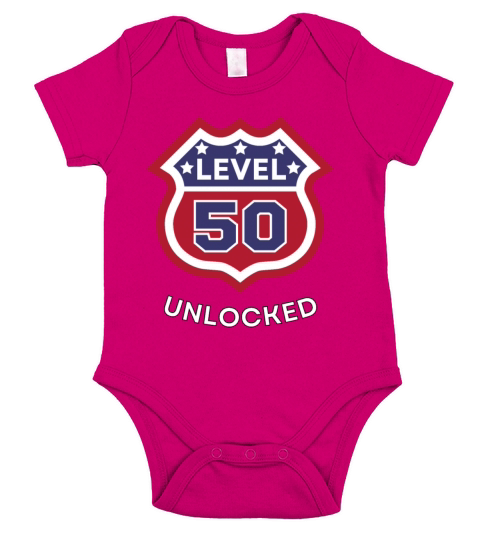 Funny 50th Birthday level 50 unlocked Short Sleeve Baby One-Piece