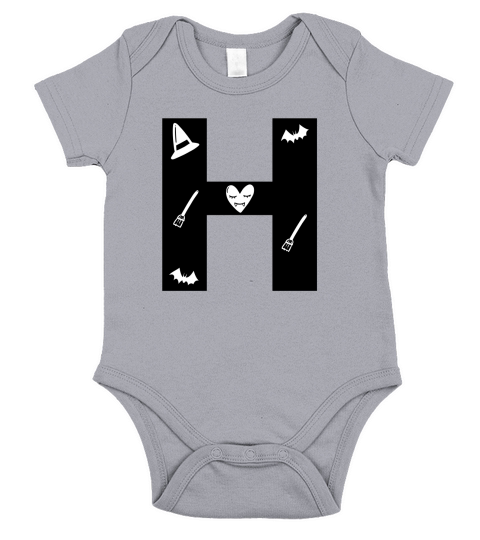 Halloween Alphabets Numbers Clipart H Short Sleeve Baby One-Piece