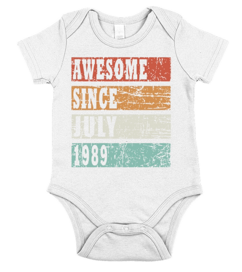 July 1989 birthday greeting retro design Short Sleeve Baby One-Piece