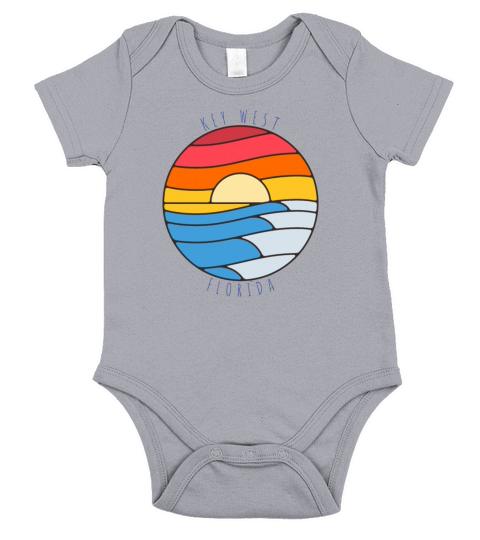 Key West Florida Vintage Beach Sunset Short Sleeve Baby One-Piece