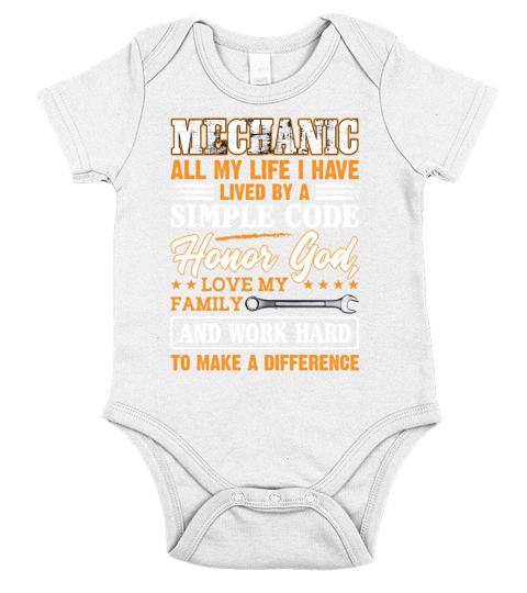 Mechanic Honor God Love My Family Short Sleeve Baby One-Piece