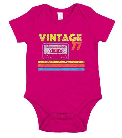 Vintage 77 Birthday Tshirt Short Sleeve Baby One-Piece